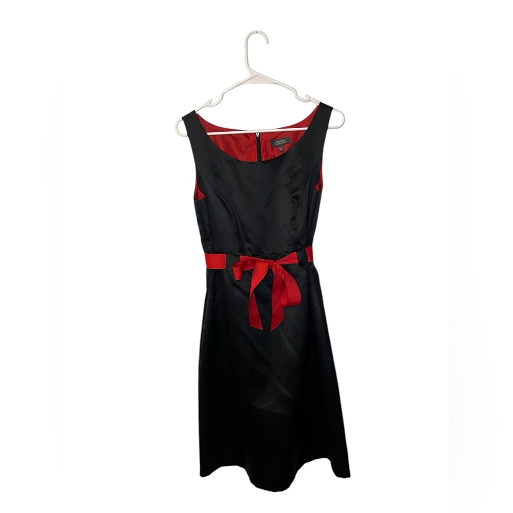 Black and Red Sleeveless A-Line Dress with Waist Tie